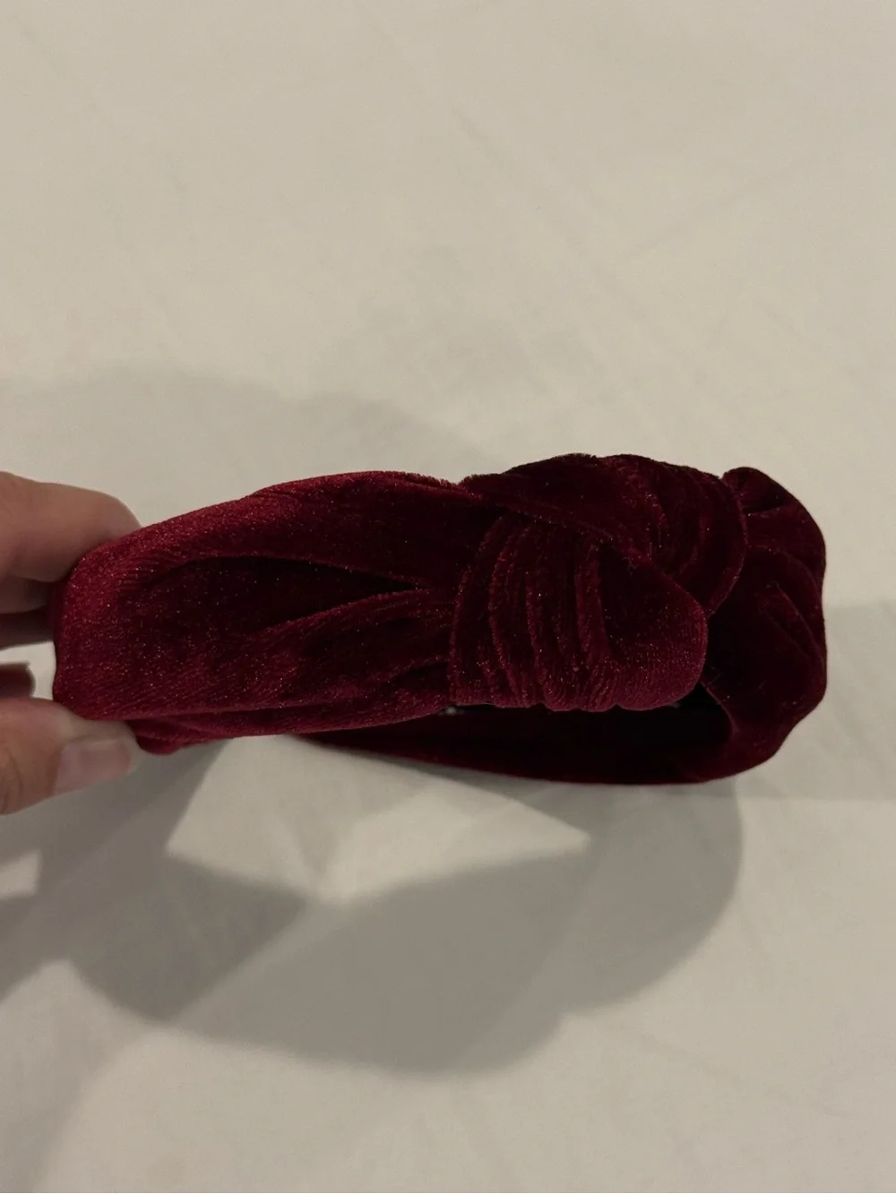 Velvet Knotted Headband in Wine Red